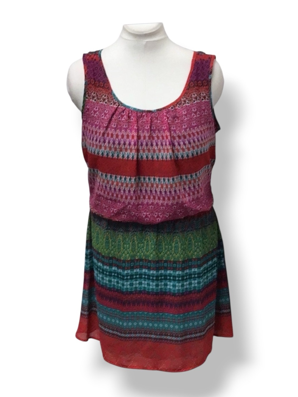 Accidentally in Love Junior’s Sleeveless Scoop Neck Mini Dress, Multi, sz XL